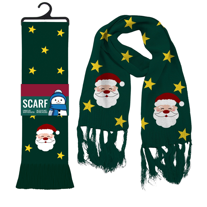 Christmas Santa Winter Holiday Scarf with Colorful LED Lights | Unisex