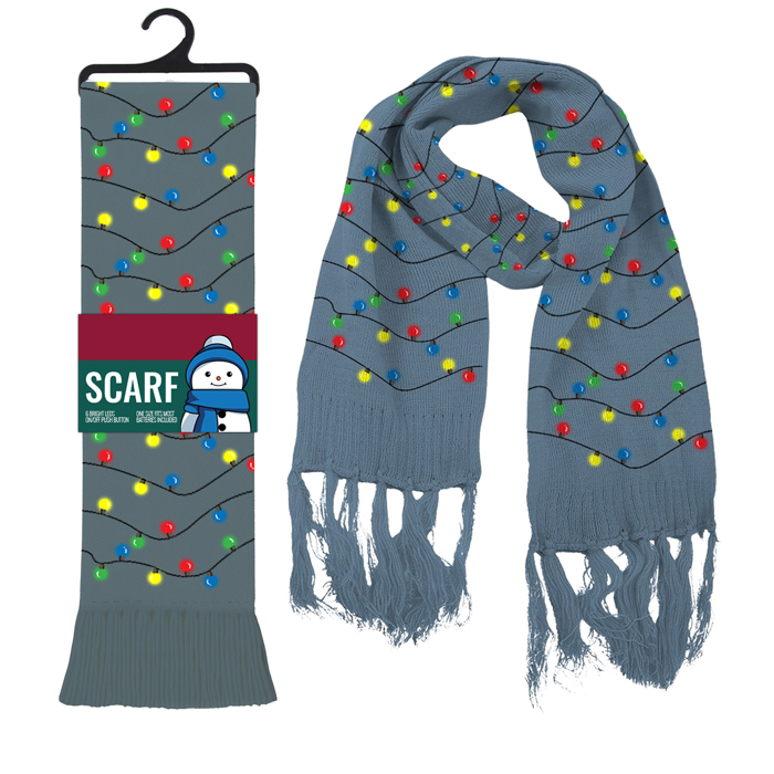 Christmas Santa Winter Holiday Scarf with Colorful LED Lights | Unisex