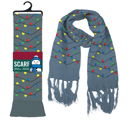 Gray Christmas Santa Winter Holiday Scarf with Colorful LED Lights | Unisex