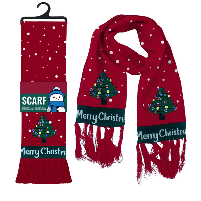 Christmas Santa Winter Holiday Scarf with Colorful LED Lights | Unisex