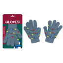 Gray Christmas Santa Winter Holiday Gloves with Colorful LED Lights | Unisex