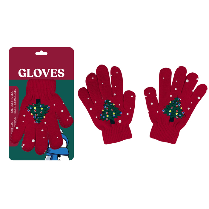 Christmas Santa Winter Holiday Gloves with Colorful LED Lights | Unisex