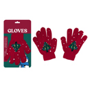 Red Christmas Santa Winter Holiday Gloves with Colorful LED Lights | Unisex