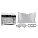 Silver Silky Satin Cozy Comfortable Blush Sleep Set for Restful Sleep and Radiant Skin.