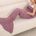 Lilac kids Knitted Wool Mermaid Tail Blanket for Kids and Adults