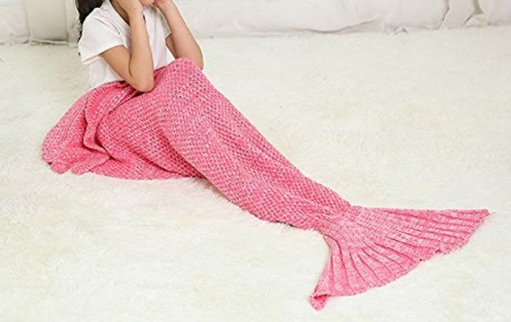 Knitted Wool Mermaid Tail Blanket for Kids and Adults