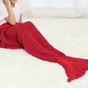 Red Knitted Wool Mermaid Tail Blanket for Kids and Adults