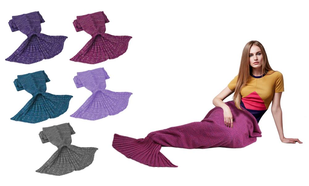 Knitted Wool Mermaid Tail Blanket for Kids and Adults