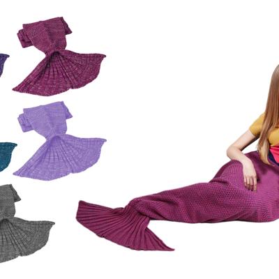 Knitted Wool Mermaid Tail Blanket for Kids and Adults