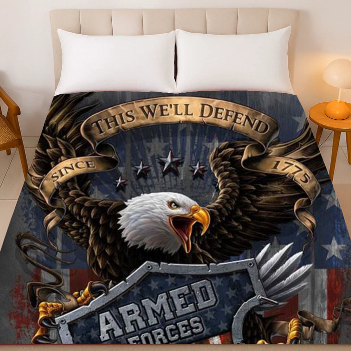 USA Armed Forces Plush Blanket � Queen Size, Super Soft & Cozy
