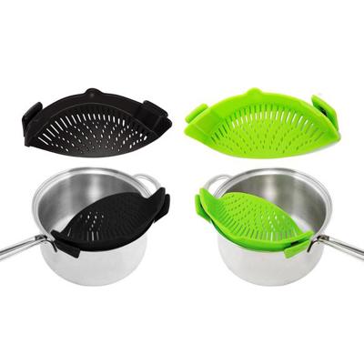 Heat Resistant Silicone Kitchen Strainer Utensils Cookware with Spout for Easy Water Drainage and Rust-Proof Clips 