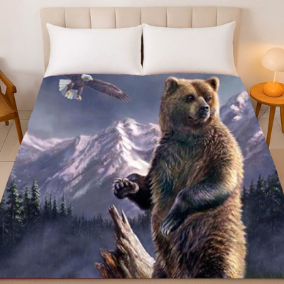 Grizzly Bear Queen Blanket – Plush, Soft, and Machine Washable Throw