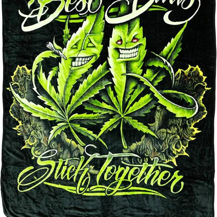 Marijuana Leaf Plush Blanket - Queen Size Throw, Extremely Soft & Easy Care