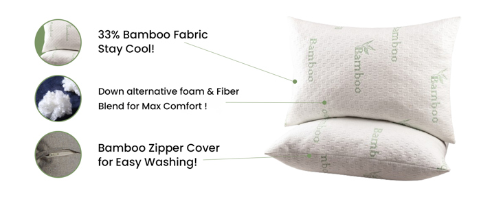 2-Pack | Soft & Plush Fiber Down Alternative Rayon from Bamboo Pillow