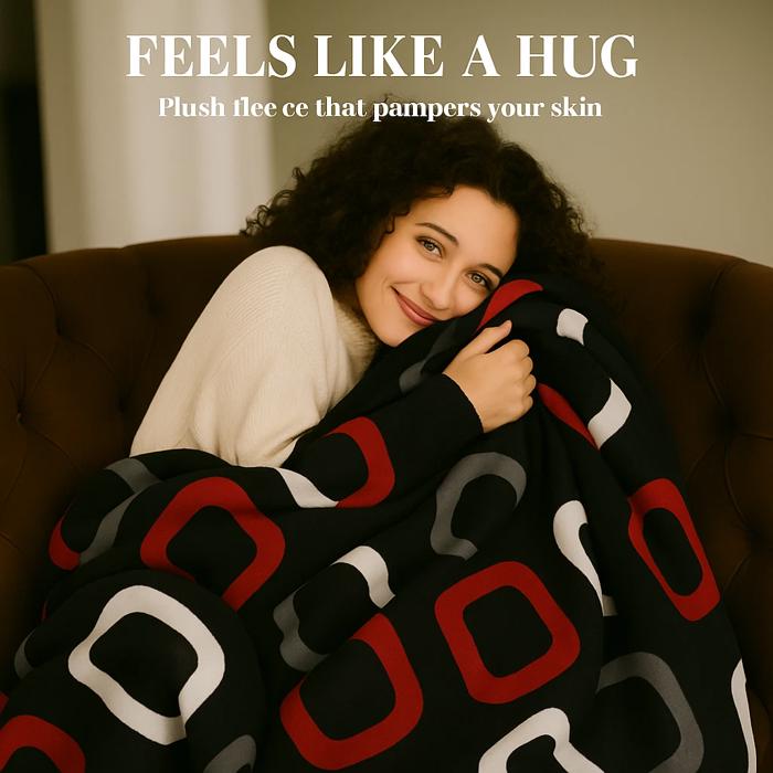 Black & Red Plush Queen Size Blanket – Ultra Soft & Warm, Cool Boys Design