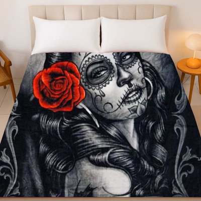 Day of the Dead Jaded Blanket – Plush Queen Size Throw, Soft & Warm