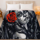  Day of the Dead Jaded Blanket – Plush Queen Size Throw, Soft & Warm