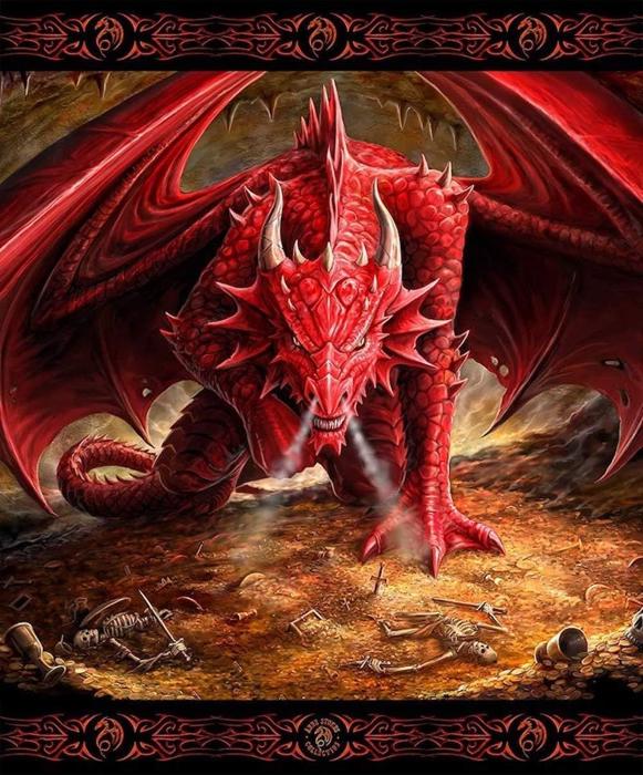 Mythic Red Dragon Blanket- Gothic Fantasy Queen Throw