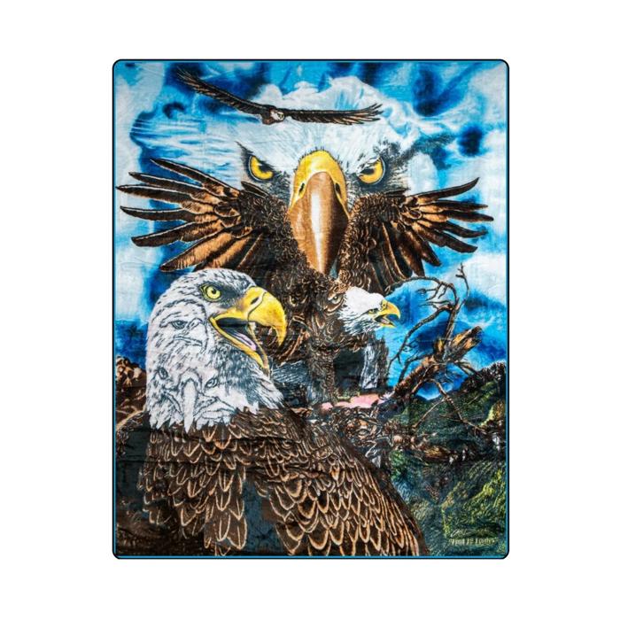 Bald Eagle Queen Plush Blanket – Super Soft – Hidden 13 Eagles Pattern