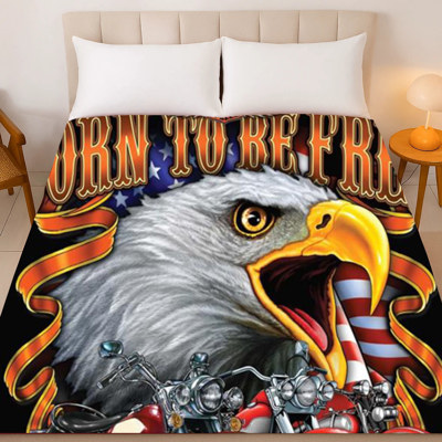 USA Motorcycle Plush Blanket – Queen Size Comfort, Born Free Collection