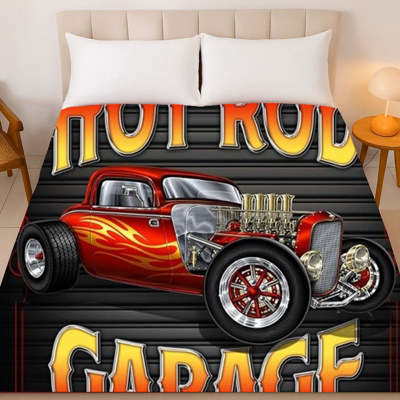 Extremely Soft Plush Hot Rod Blanket – Queen Size – Hot Rod Garage