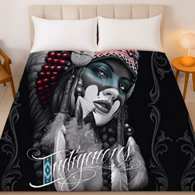 Native American Lady Warrior Throw – Ultra Soft Plush Queen Blanket