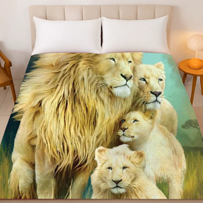 Lion Family Blanket – Ultra Soft Queen Plush Throw, Machine Washable