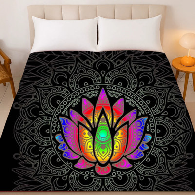 Lotus Flower Plush Blanket – Queen Size – Ultra Soft & Durable