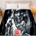  Native American Horse and Warrior Plush Throw 