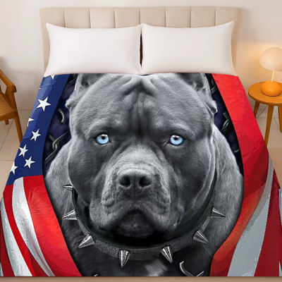 Patriotic Pitbull Blanket – Plush Queen Size – Ultra Soft & Cozy Throw