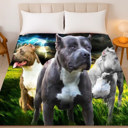  Pitbull Guardians Collection � Plush Dog Blanket, Queen Size Comfort