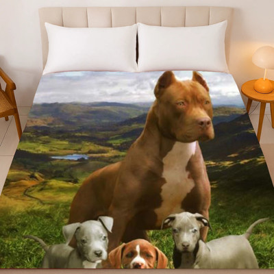 Pitbull Family Plush Blanket – Queen Size, Super Soft & Cozy