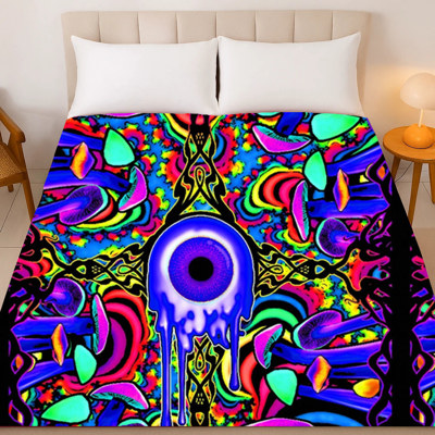 Trippy Eye Plush Blanket – Queen Size Throw – Extremely Soft & Vibrant Design