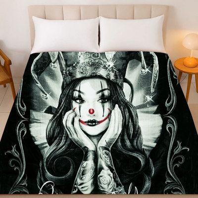 Queen of Fools Blanket – Day of the Dead Inspired Plush Throw – Cozy Queen Size