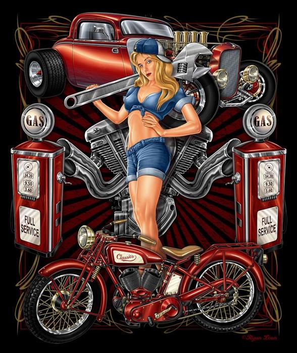 Garage Girl Plush Blanket – Queen Size – Hot Rod Lovers Comfort