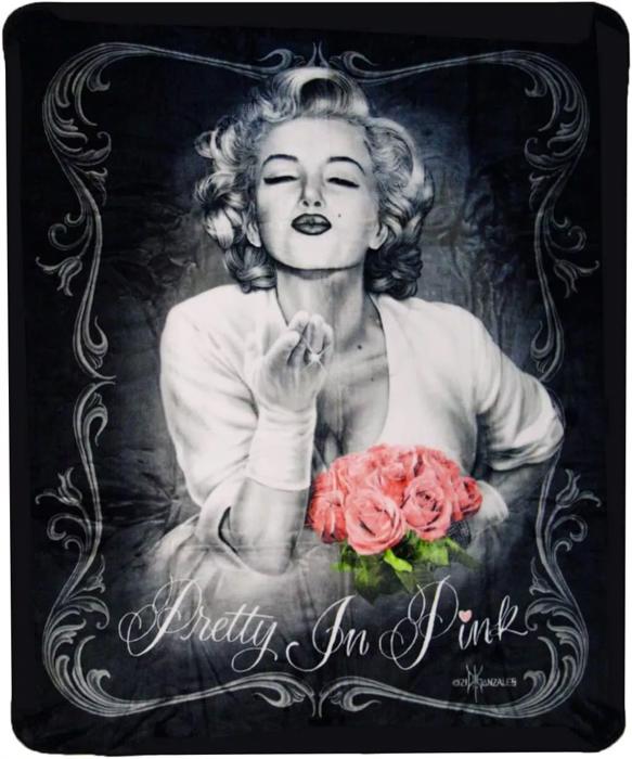Plush Queen Marilyn Monroe Blanket – Extremely Soft – Pretty in Pink Edition