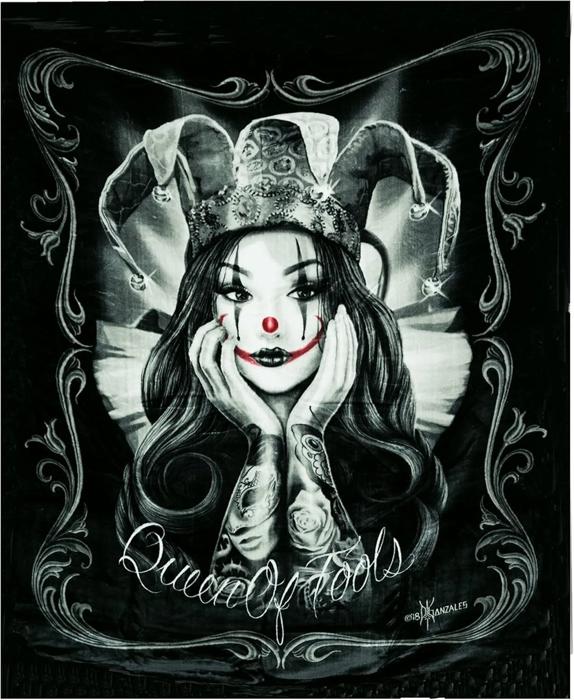 Queen of Fools Blanket – Day of the Dead Inspired Plush Throw – Cozy Queen Size
