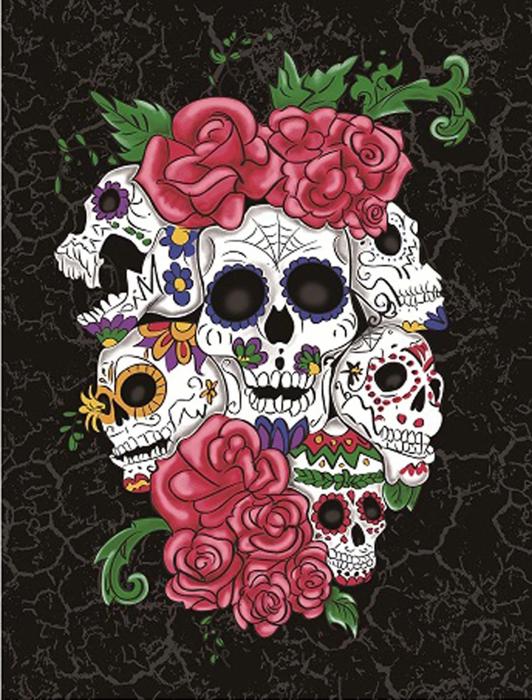 Cozy Queen Size Sugar Skull Blanket – Plush Six Skulls Design