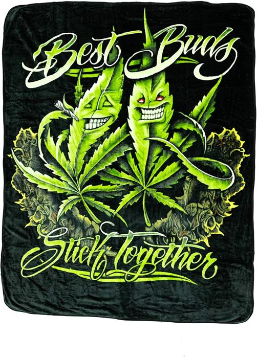 Marijuana Leaf Plush Blanket - Queen Size Throw, Extremely Soft & Easy Care