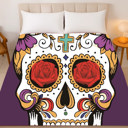  Purple Sugar Skull Queen Size Blanket – Extra Soft & Plush
