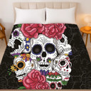  Cozy Queen Size Sugar Skull Blanket – Plush Six Skulls Design