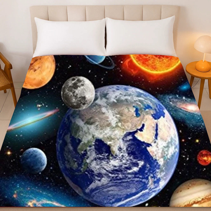Solar Power Space Planets Plush Blanket