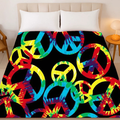 Tie Dye Hippie Peace Blanket – Ultra Soft Queen Size Plush Throw