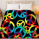  Tie Dye Hippie Peace Blanket – Ultra Soft Queen Size Plush Throw