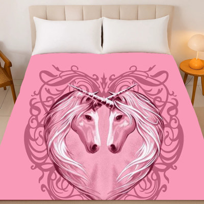 Unicorn Heart Plush Blanket – Ultra Soft Queen Size