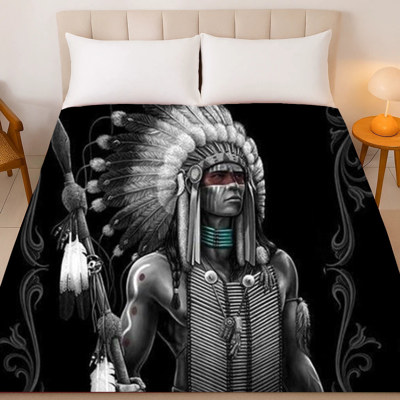 Warrior – Native American Plush Blanket, Queen Size, Ultra Soft