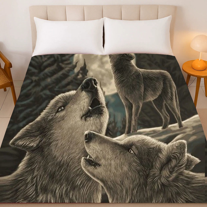 Cozy Queen Size Wolf Blanket – Plush & Extremely Soft, Wolf Song Edition
