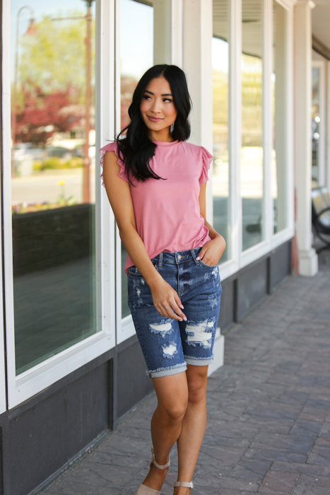 Dotted Ruffle Sleeve Top