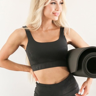 Dark Marble Foil Print Sports Bra