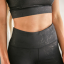  Dark Marble Foil Print Sports Bra